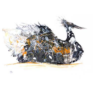 Le cygne, peinture fluide de Patrick Letor &agrave; La Frette sur Seine 95